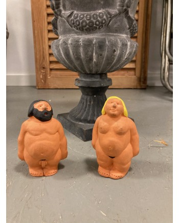 Adam & Eva Keramik Figurer signeret af Karl Arthur Fredriksson