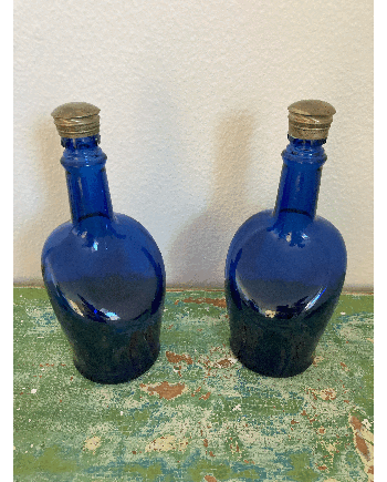 Blå Dekorative Glasflasker 